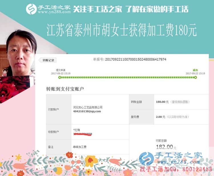與丈夫一起還房貸，江蘇泰州家庭主婦胡女士堅持在家做手工活賺錢(圖1)