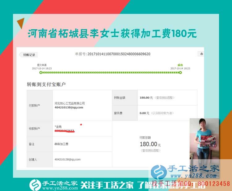 與男友合開生意，河南拓城李女士休息時做手工活兼職再掙一份錢(圖1)
