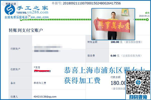 上海的翟女士，旅游得來的手工活加工項(xiàng)目做的怎么樣了？