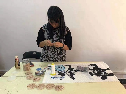 勵(lì)志珠珠繡串珠外發(fā)手工活在廣東！------記手工之家代理加工會(huì)員與當(dāng)?shù)卣餐M織聽(tīng)障人士學(xué)習(xí)串珠手工技能