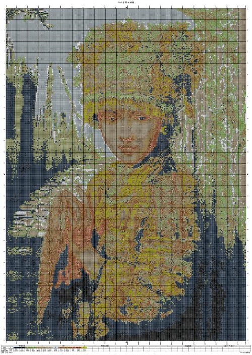 《苗族少女》民族風系列，勵志珠珠繡純手工圖紙及成品(圖1)